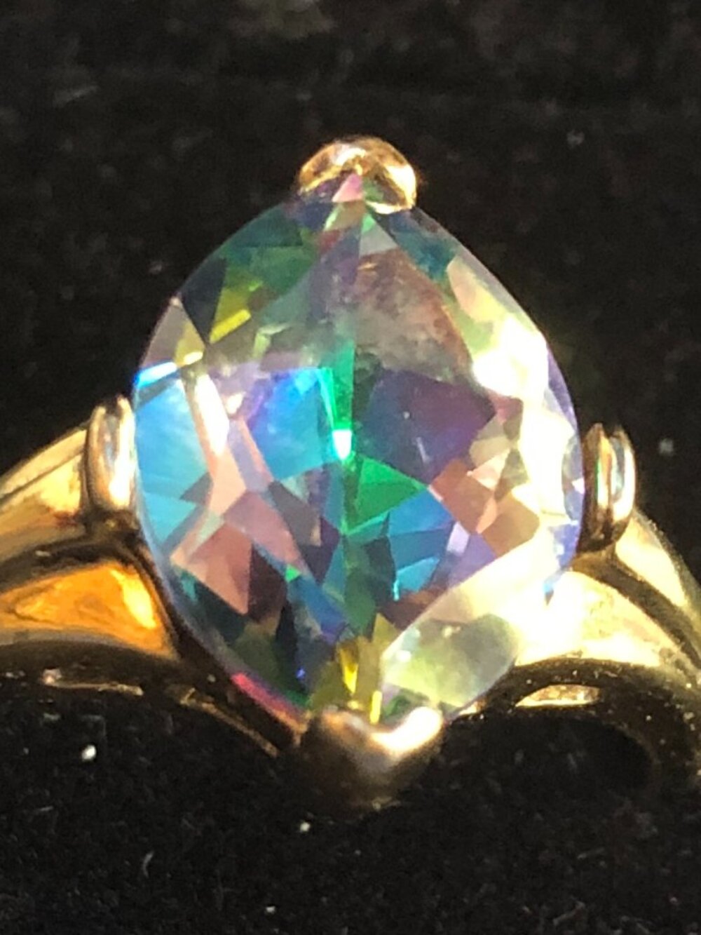 Mystic topaz ring,  gold over silver vermeil.  sz 8.5